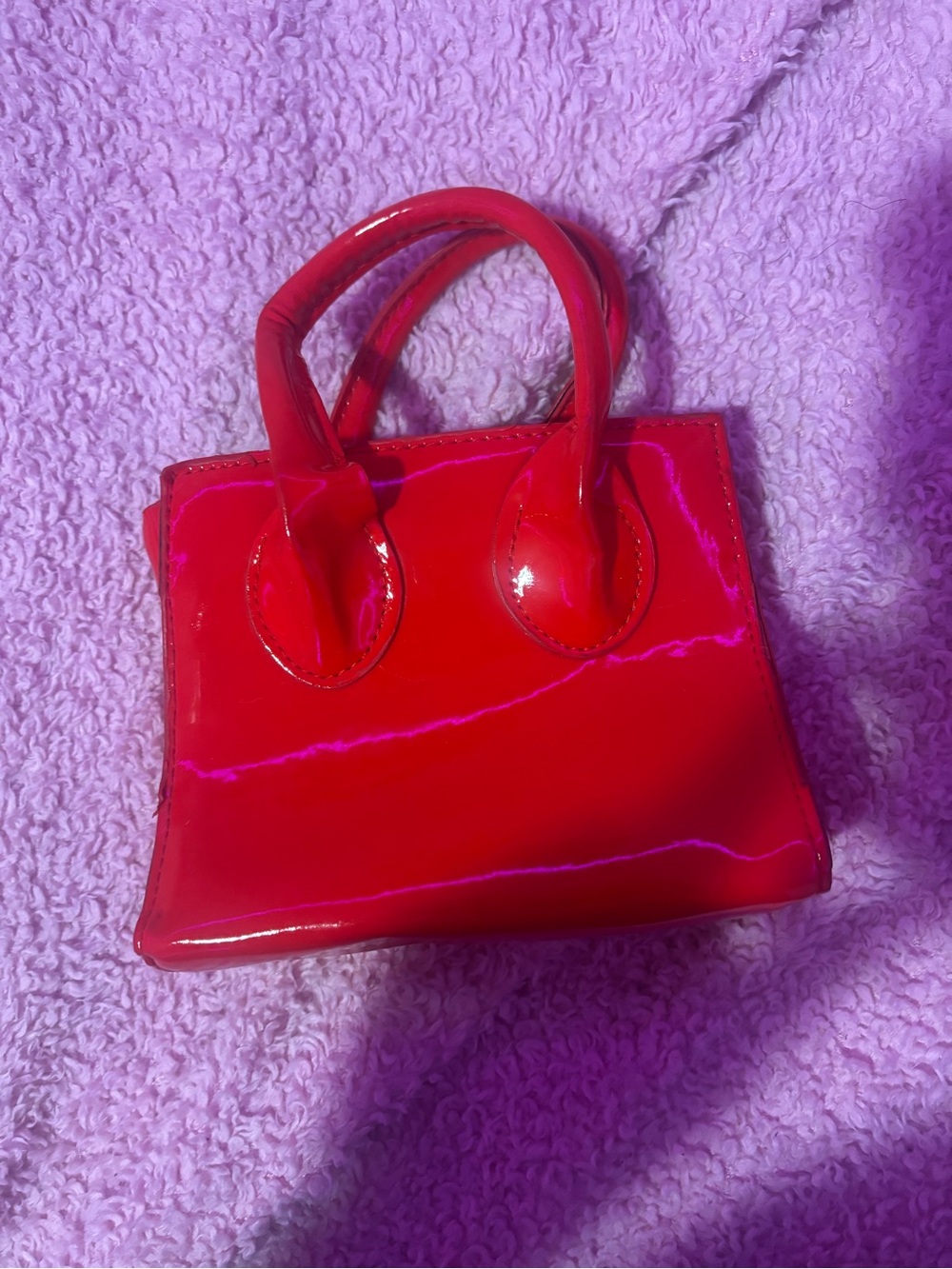 Red Patent Mini Tote Handbag